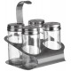 Porta Temperos 4 Potes 80ml De Vidro Com Suporte De Inox